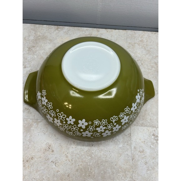 Pyrex 444 (4 Quart) Crazy Daisy Spring Bloom Avocado Green Nesting Bowl - Picture 1 of 8